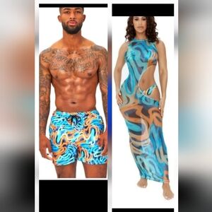 ICON SWIM XL ORANGE/BLUE SWIRL BUNDLE 😎